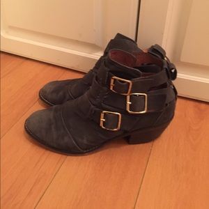 Black cutout booties